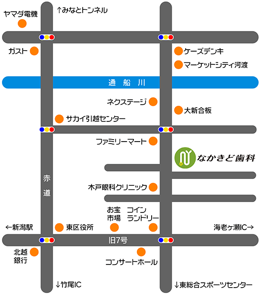 なかきど歯科へのアクセスマップ